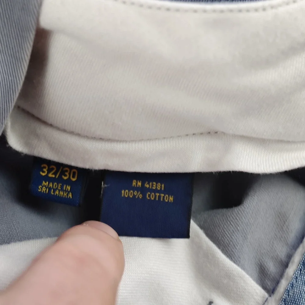 Polo Ralph Lauren Chino Pants Mens 32x30 Gray / Blue Solid Classic Fit Straight